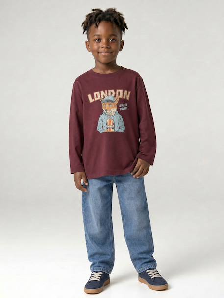T-shirt manches longues garçon blanc chiné+bordeaux+gris ardoise 7 - vertbaudet enfant 
