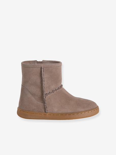 Boots fille cuir zippées taupe 2 - vertbaudet enfant 