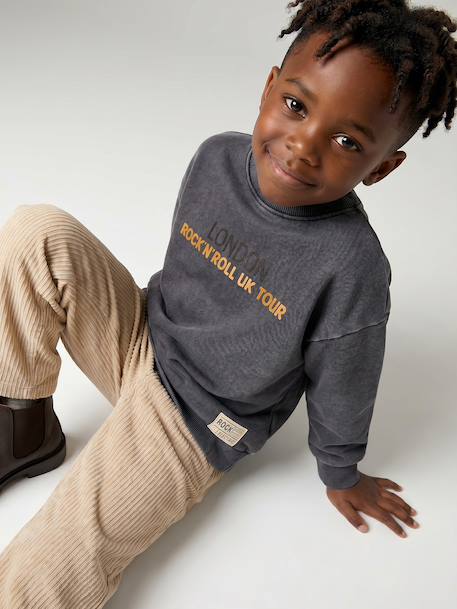 Sweat garçon col rond gris ardoise 1 - vertbaudet enfant 