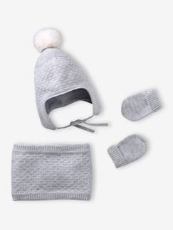 Ensemble bébé bonnet, snood et moufles  - vertbaudet enfant