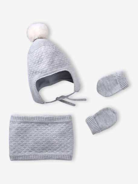Bébé-Accessoires-Ensemble bébé bonnet, snood et moufles