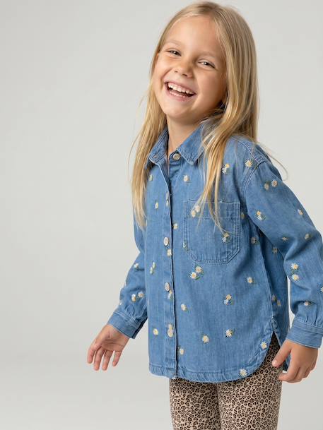 Chemise fille manches longues bleu jean 8 - vertbaudet enfant 