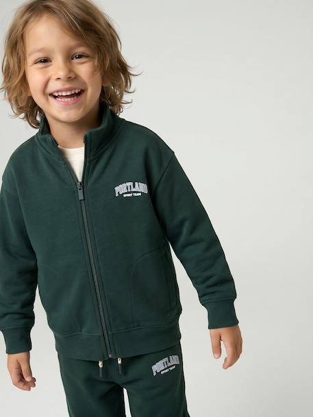 Sweat zippé garçon col camionneur marine+rouge+vert sapin 8 - vertbaudet enfant 