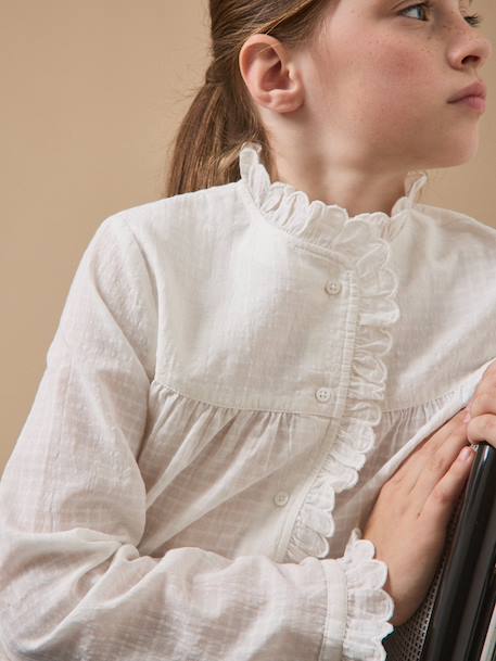 Chemise avec froufrou fille Ecru 3 - vertbaudet enfant 