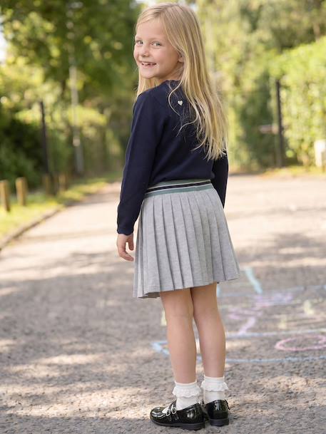Jupe plissée en molleton fille gris chiné 8 - vertbaudet enfant 