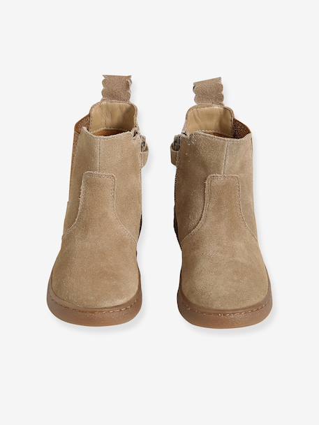 Boots fille cuir zippées beige+bronze+camel+marine+marron+vert+vieux rose 4 - vertbaudet enfant 