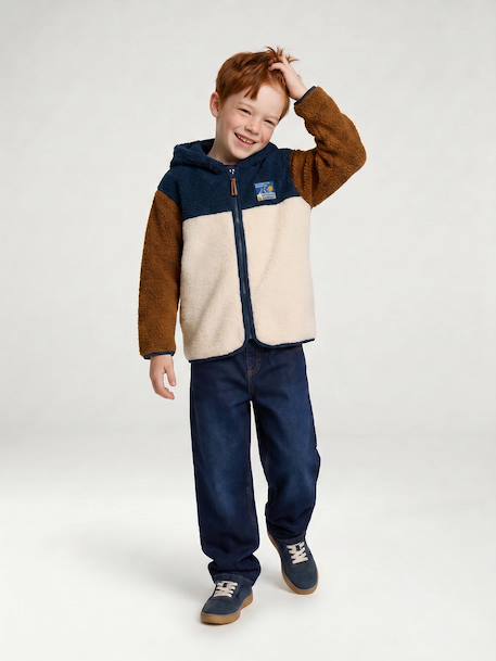 Gilet zippé à capuche garçon bleu moyen+vert sapin 7 - vertbaudet enfant 
