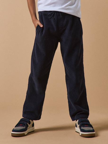 Pantalon relax en velours côtelé garçon Bouteille+Marine 5 - vertbaudet enfant 