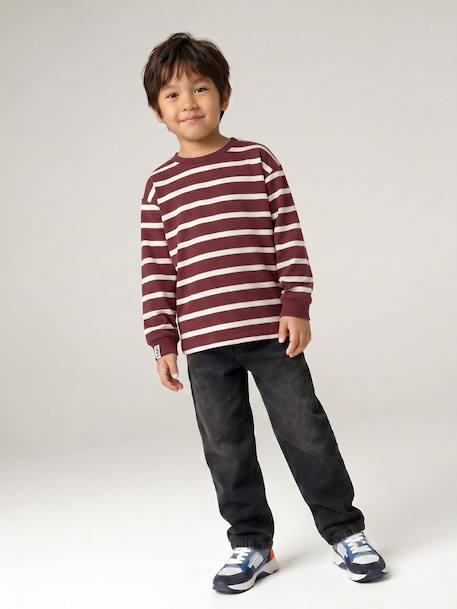 Tee-shirt rayé manches longues garçon bleu nuit+bordeaux+écru 13 - vertbaudet enfant 