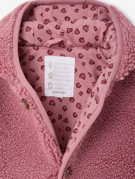 Manteau bébé en sherpa avec doublure imprimée 'léopard' beige+vieux rose 8 - vertbaudet enfant 