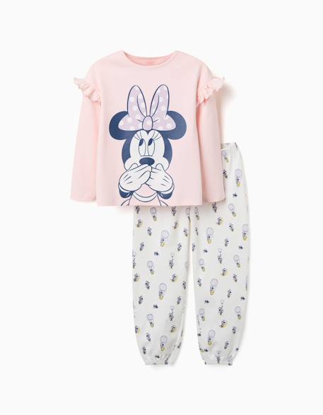Pyjama long en coton avec imprimés minnie Rose clair 1 - vertbaudet enfant 