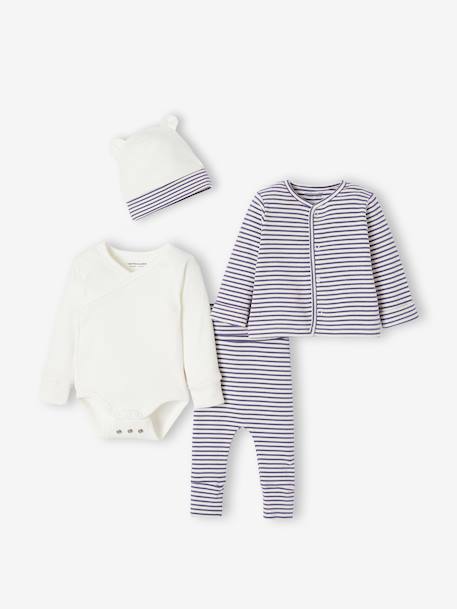 Ensemble bébé évolutif mixte body + legging + cardigan + bonnet bleu 12 - vertbaudet enfant 