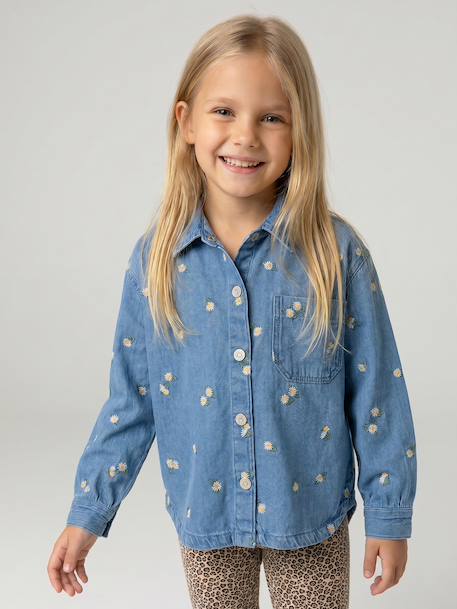 Chemise fille manches longues bleu jean 9 - vertbaudet enfant 