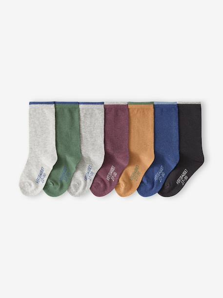 Lot de 7 paires de chaussettes garçon beige+chocolat+gris chiné 1 - vertbaudet enfant 