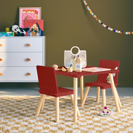 Table carrée enfant bois de pin 2 assises - judith Blanc+Rose+Terracotta+Vert+Vert olive 13 - vertbaudet enfant 