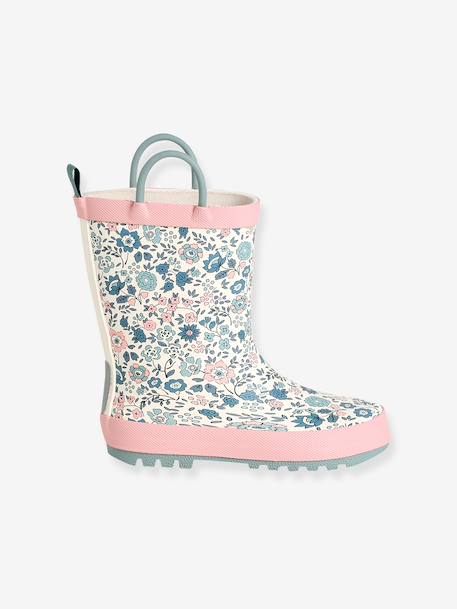 Bottes pluie fille caoutchouc bleu imprimé+écru+lot rose 12 - vertbaudet enfant 