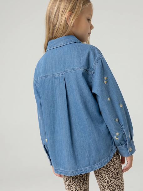 Chemise fille manches longues bleu jean 6 - vertbaudet enfant 