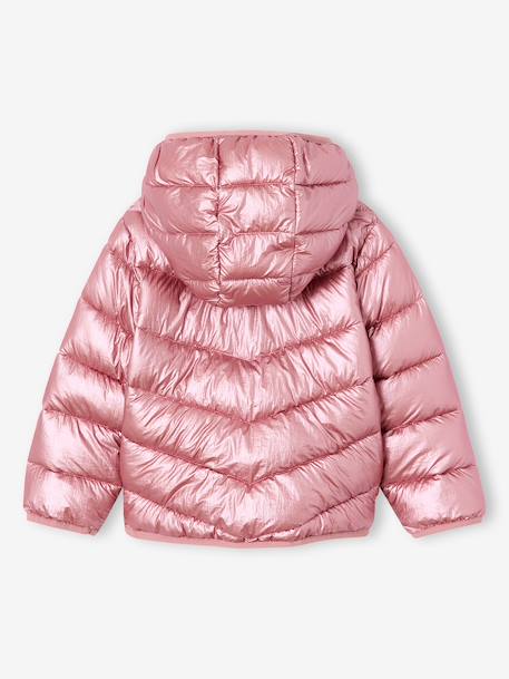 Doudoune fille légère à capuche effet brillant métallisé rose+rose pâle 10 - vertbaudet enfant 