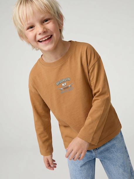 T-shirt manches longues garçon bleu océan+ocre 5 - vertbaudet enfant 