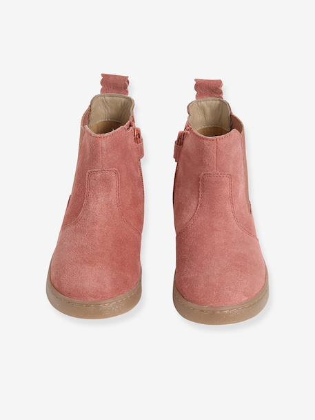 Boots fille cuir zippées beige+bronze+camel+marine+marron+vert+vieux rose 36 - vertbaudet enfant 
