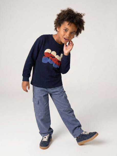 T-shirt manches longues garçon marine+noisette 6 - vertbaudet enfant 
