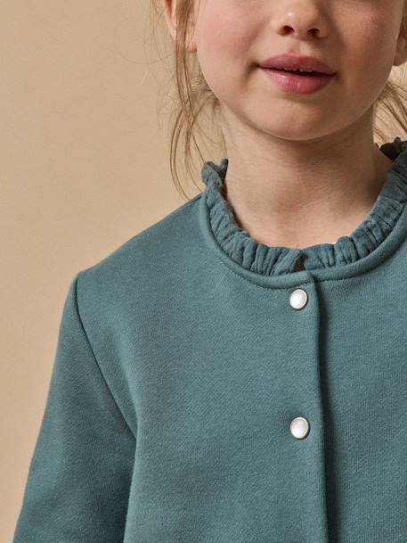 Gilet fille en molleton - coton biologique Amande+Cerise+Marine+Vert anglais 17 - vertbaudet enfant 