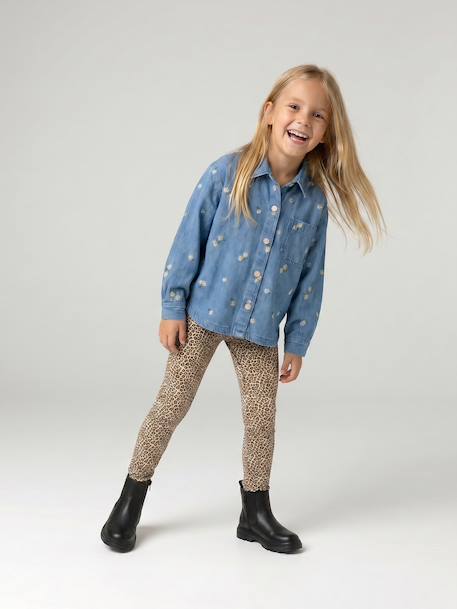 Chemise fille manches longues bleu jean 4 - vertbaudet enfant 