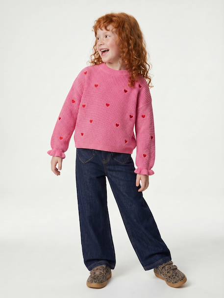 Jean large fille bleu moyen+denim brut 6 - vertbaudet enfant 