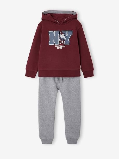 Ensemble sport garçon à capuche bordeaux+ocre+vert sauge 1 - vertbaudet enfant 