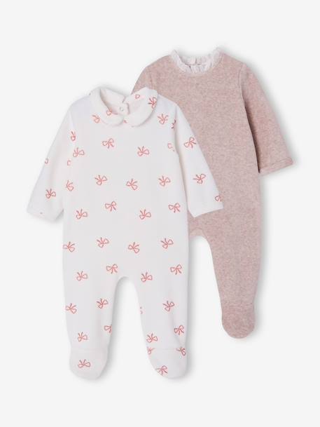 Lot de 2 dors-bien bébé fille dos pressionné beige chiné 1 - vertbaudet enfant 