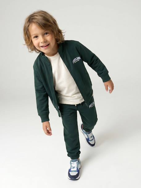 Sweat zippé garçon col camionneur marine+rouge+vert sapin 15 - vertbaudet enfant 