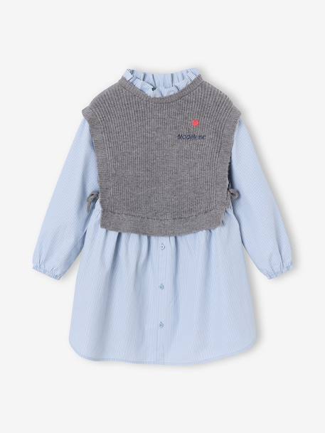Robe-chemise fille effet 2 en 1 écru+gris chiné+marine 9 - vertbaudet enfant 