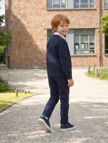 Pantalon garçon esprit chino facile à enfiler beige+marine 16 - vertbaudet enfant 