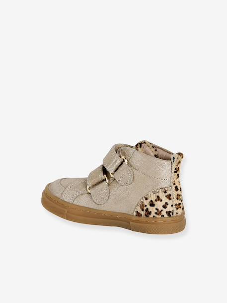 Basket bébé fille cuir à scratchs beige imprimé+jaune d'or 10 - vertbaudet enfant 