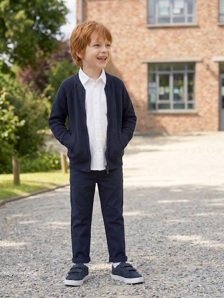 Pantalon garçon esprit chino facile à enfiler beige+marine 10 - vertbaudet enfant 