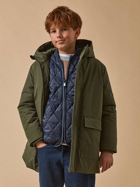 Parka doudoune garçon Kaki+Marine 1 - vertbaudet enfant 