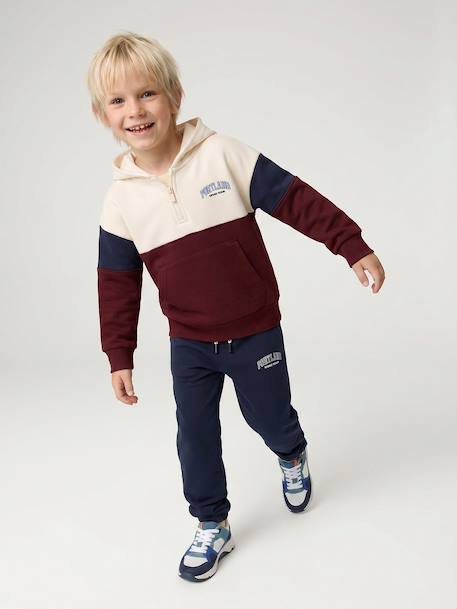 Sweat capuche garçon colorblock bordeaux+rouge 6 - vertbaudet enfant 