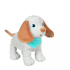 -Peluche - peluche chien fun puppies sonore, gris foulard turquoise - 17 cm