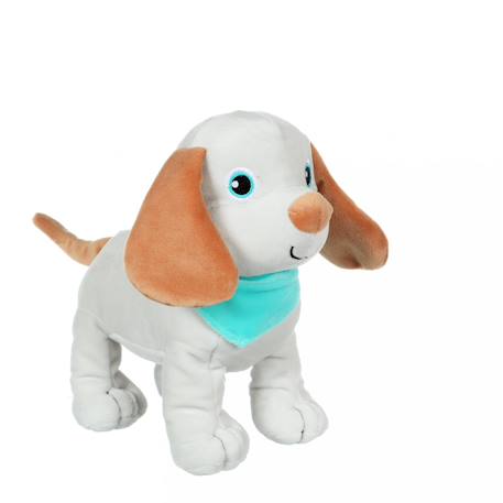Peluche - peluche chien fun puppies sonore, gris foulard turquoise - 17 cm Blue 1 - vertbaudet enfant 