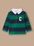 Polo rubgy bébé - coton biologique Rayure marine/vert 1 - vertbaudet enfant 