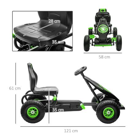 Kart à pédales enfant go kart formule 1 racing super power 5 aileron avant pneus gonflables caoutchouc Blue+Green+Pink+Red 9 - vertbaudet enfant 