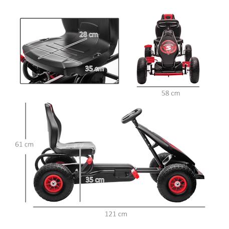 Kart à pédales enfant go kart formule 1 racing super power 5 aileron avant pneus gonflables caoutchouc Blue+Green+Pink+Red 21 - vertbaudet enfant 