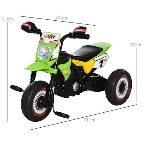 Tricycle enfant moto cross effets musicaux et lumineux coffre rangement Green+Red 3 - vertbaudet enfant 