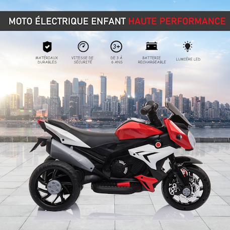 Moto électrique enfant 3 roues 6v 3km/h max. Effets lumineux sonores Black+Red 10 - vertbaudet enfant 