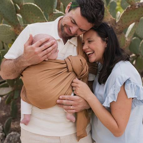 Porte-bébé boba ring sling en lin Brown 5 - vertbaudet enfant 