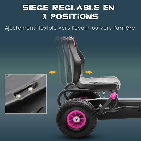 Kart à pédales enfant go kart formule 1 racing super power 5 aileron avant pneus gonflables caoutchouc Blue+Green+Pink+Red 16 - vertbaudet enfant 
