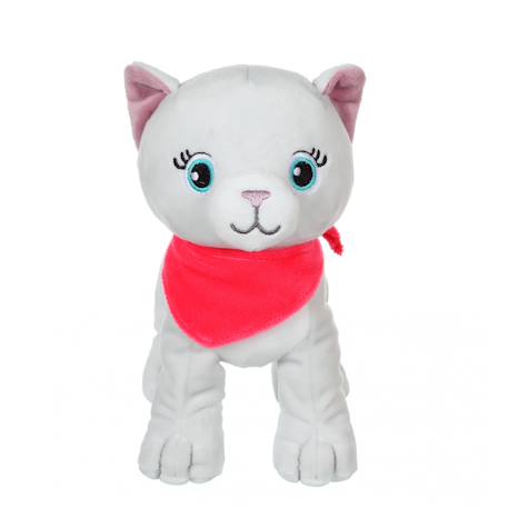 Peluche - peluche chien fun kitties sonore, gris foulard rose - 17 cm Pink 3 - vertbaudet enfant 