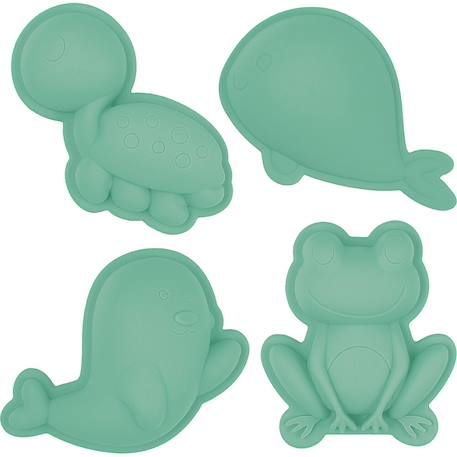 Set de 4 moules de plage en silicone souple Green+Grey+Rose+Rouge+Violet 2 - vertbaudet enfant 