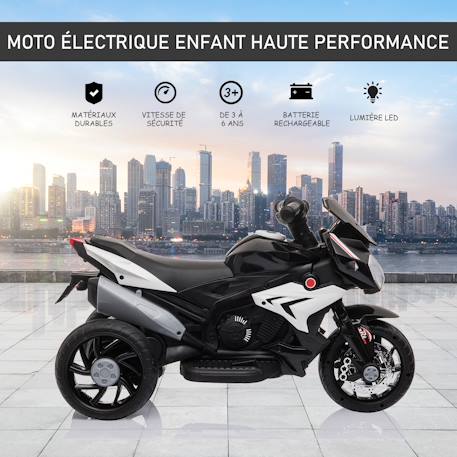 Moto électrique enfant 3 roues 6v 3km/h max. Effets lumineux sonores Black+Red 4 - vertbaudet enfant 