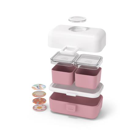 Lunch box à compartiments 800ml tresor Blanc/rose+Bleu dino+Bleu infinity+Bleu wolf+Bleu/crème+Cannelle fox+Rose birds+Rose blush+Rose papercut+Vert forest+Vert raccoon+Vert/bleu 2 - vertbaudet enfant 